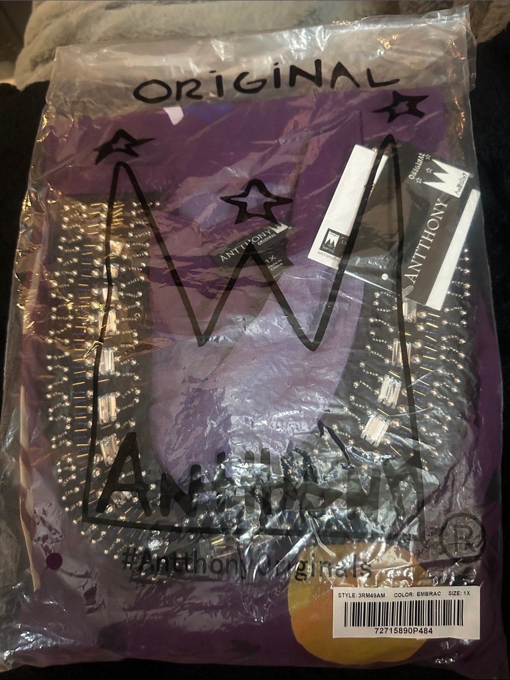 Purple Embellished Women's dress size xl Antthony Originals